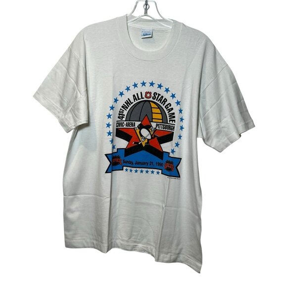 1990 NHL All-Star Game Vintage T-Shirt XL Pittsburgh Penguins Civic Arena Logo - Picture 1 of 8